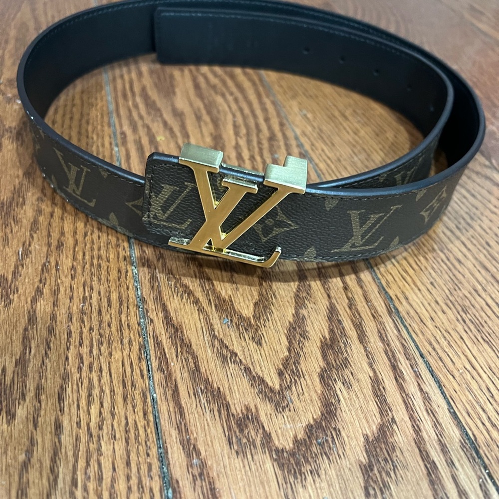 Louis Vuitton Monogram Black and Gold Belt